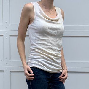 Michael Shine Drape Neck Top - small, cream